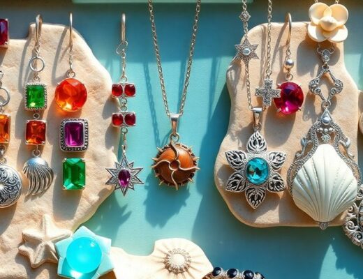 Bijoux inspirés de la Méditerranée avec couleurs vives.