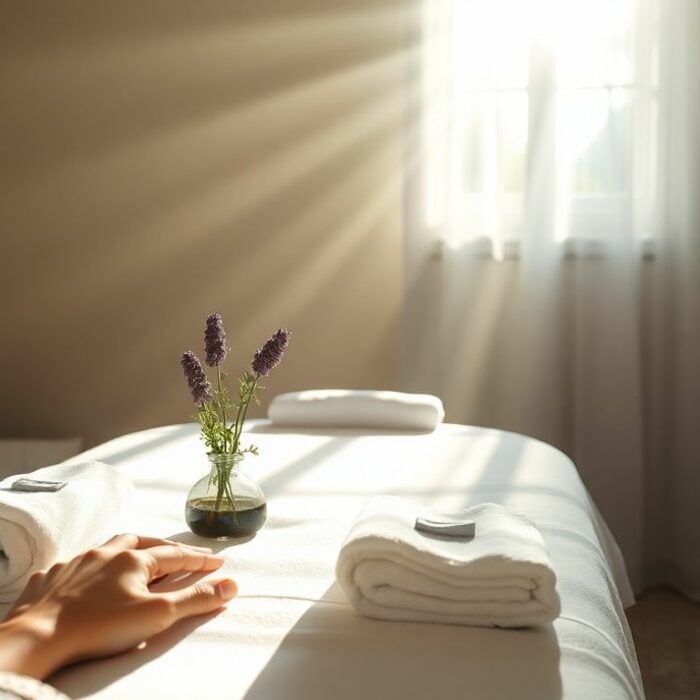 Femme recevant un massage relaxant dans un spa à Dijon.